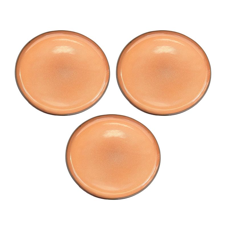 GENERICO - Set de 3 Platos de Cerámica Naranja Claro - 21 cm