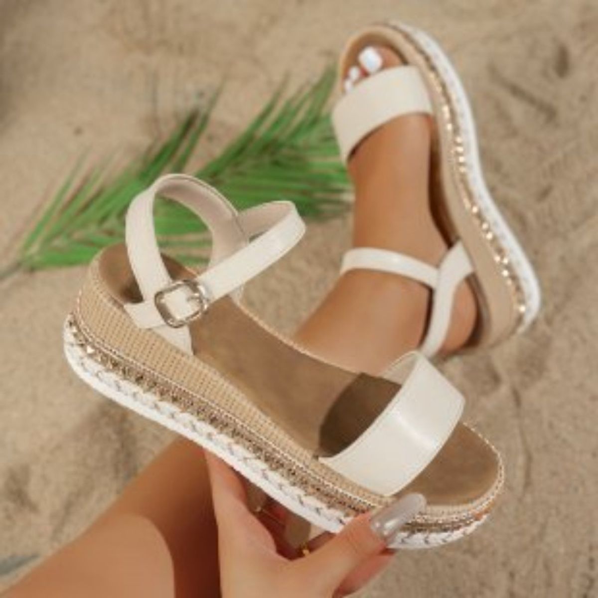 TIOZONEY - Sandalia Mujer -Blanco