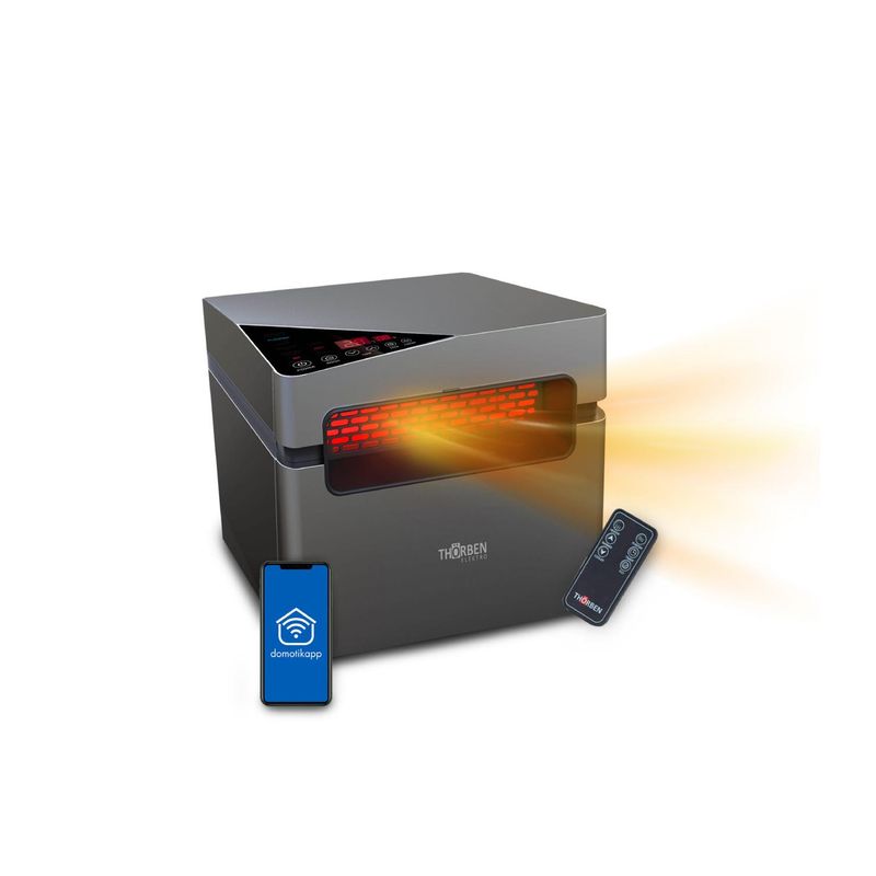 THORBEN - Estufa Eléctrica Infrarroja 2 en 1 Thor Silver 1500W Wifi