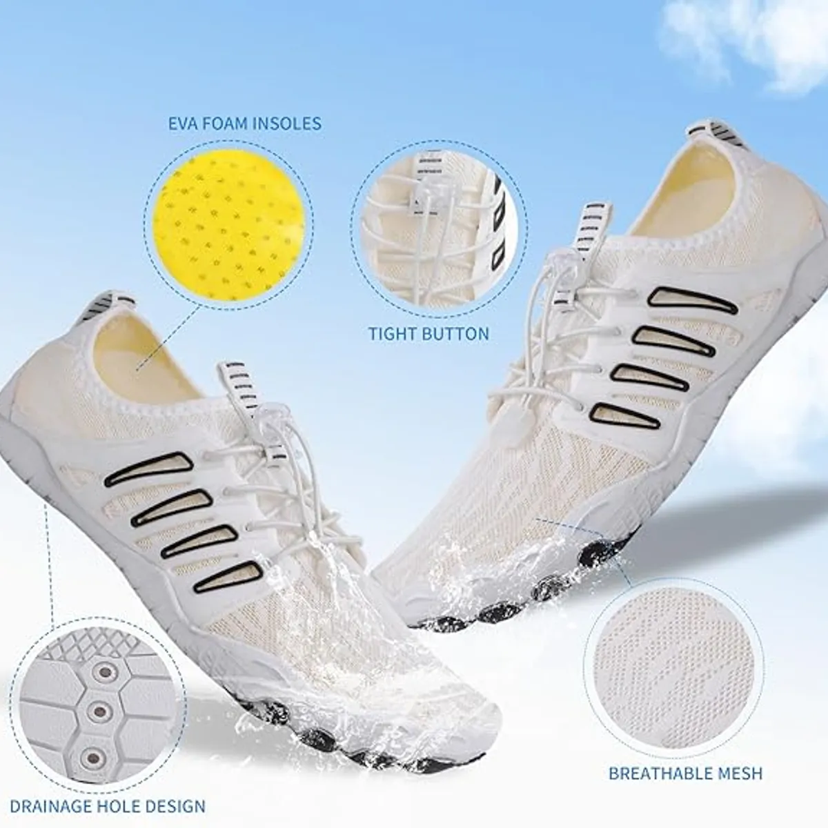 TIOZONEY - Calzado de senderismo descalzo Blanco