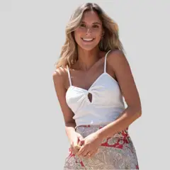 ME QUIERE MUCHO POQUITO NADA - Crop Top Polera Mujer Blanca Crudo - Loreto - MQM
