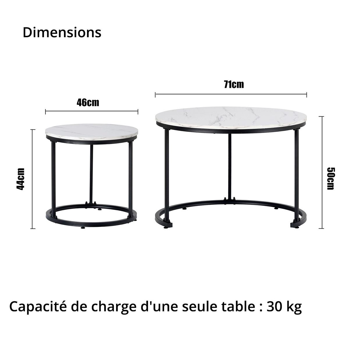 GENERICO - Mesa de centro Nido  Diseño de Marmol con base negra