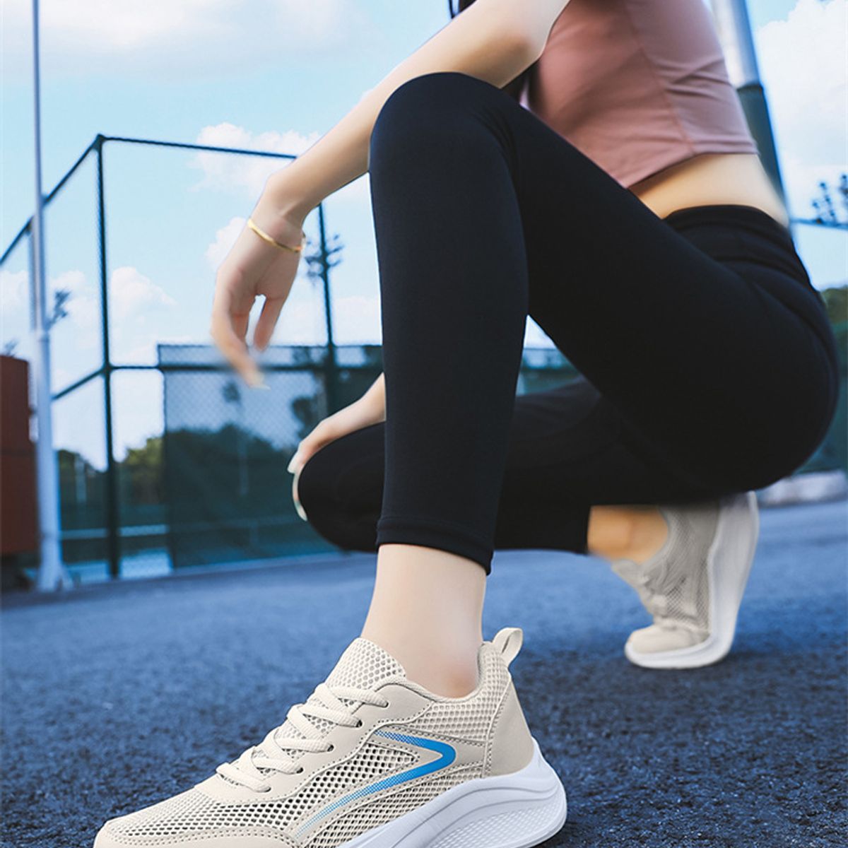 TIOZONEY - Zapatillas casuales para Mujer - Beige.