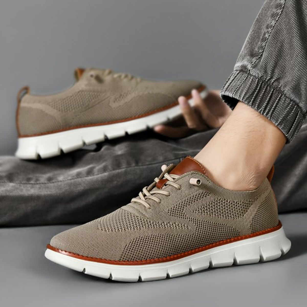 TIOZONEY - Zapatillas casuales para Hombre -Café.