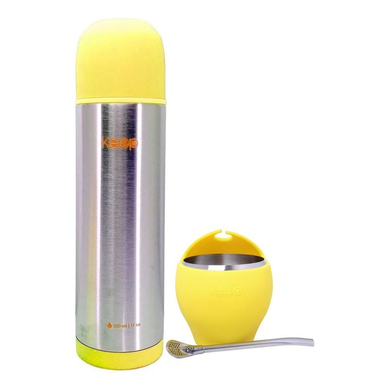 GENERICO - Set Termo Bala Mate Bombilla Keep Acero Inoxidable 500 Ml