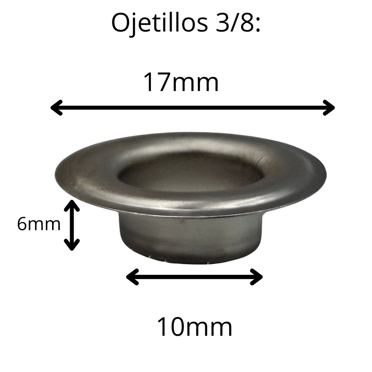 GENERICO - Ojetillos 3/8 100 unidades (10x17x6mm) para remachadora