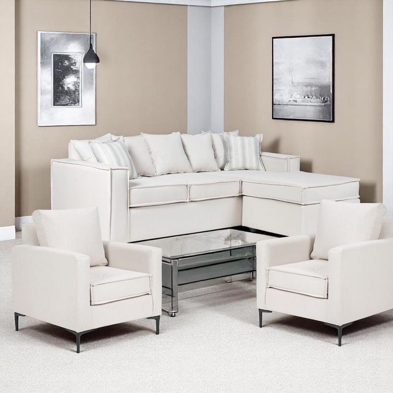 SITIAL HOME - Living 311, Lehmann Blanco bone Seccional + 2 poltronas resortes