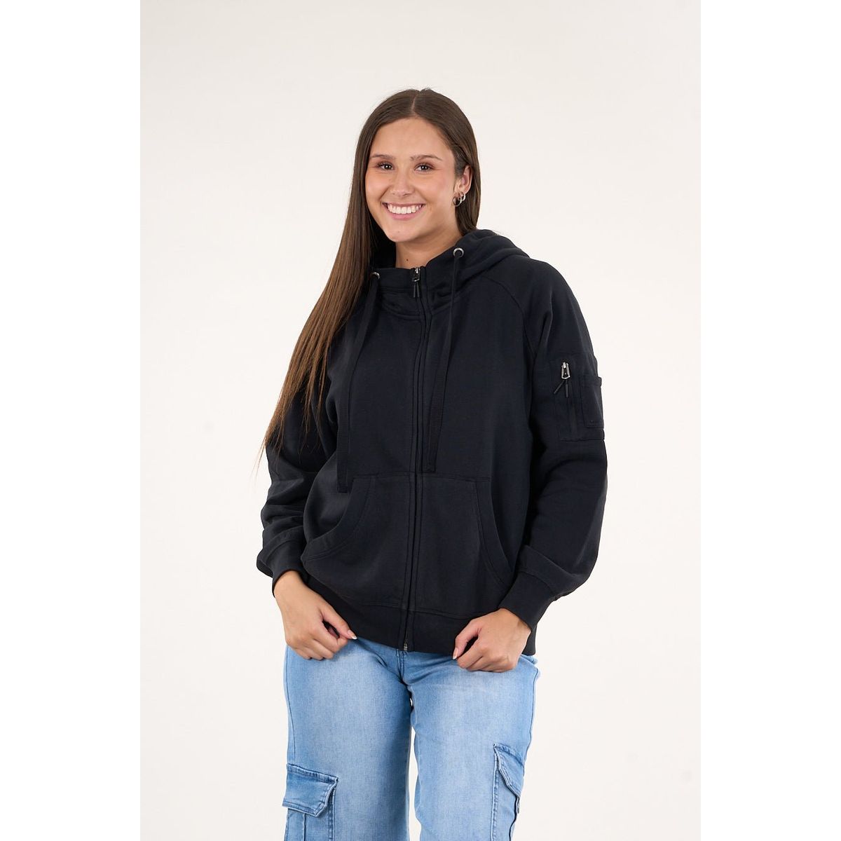 POLEMIC - Poleron franela full zipper procesado Negro VW7715 Polemic