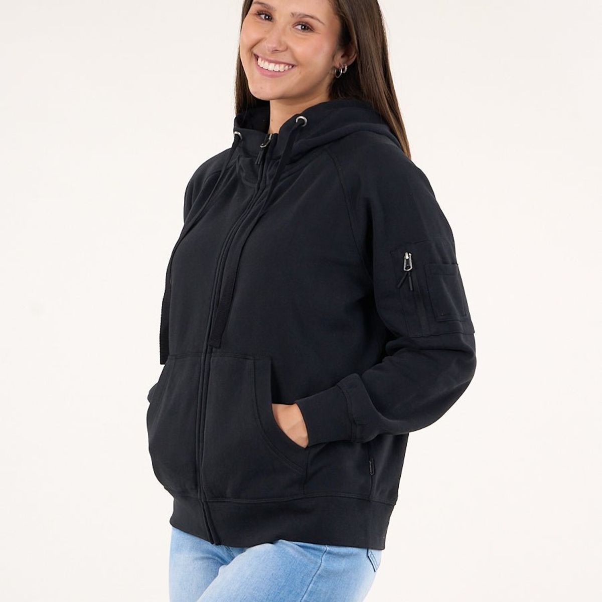 POLEMIC - Poleron franela full zipper procesado Negro VW7715 Polemic