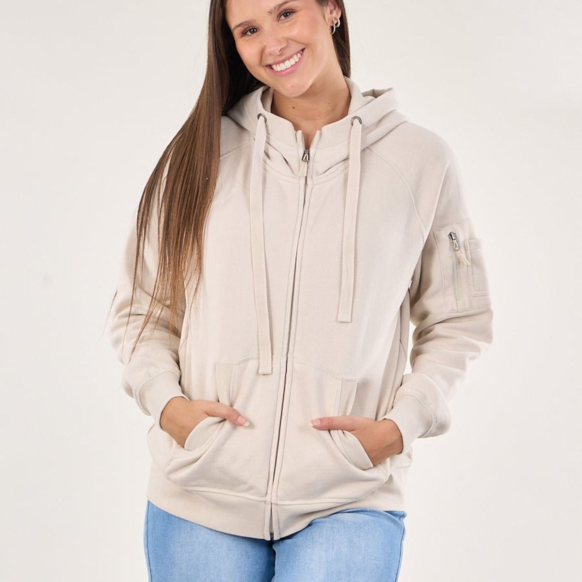 POLEMIC - Poleron franela full zipper procesado Crudo VW7715 Polemic