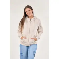 POLEMIC - Poleron franela full zipper procesado Crudo VW7715