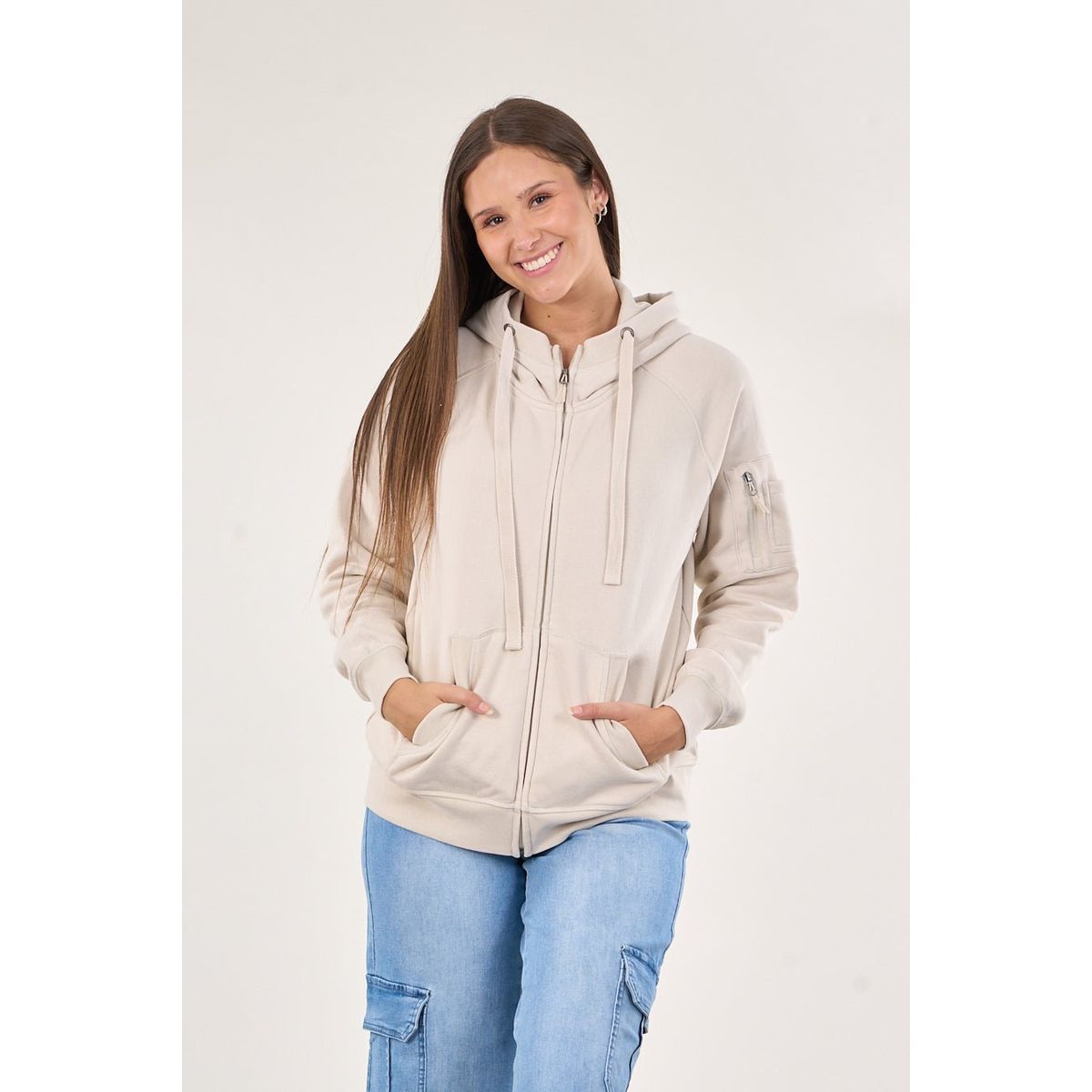 POLEMIC - Poleron franela full zipper procesado Crudo VW7715 Polemic
