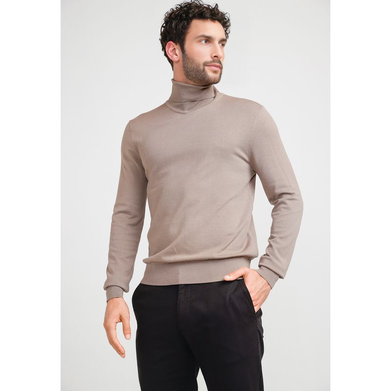PERRY ELLIS - Sweater Hombre Cuello Alto Taupe