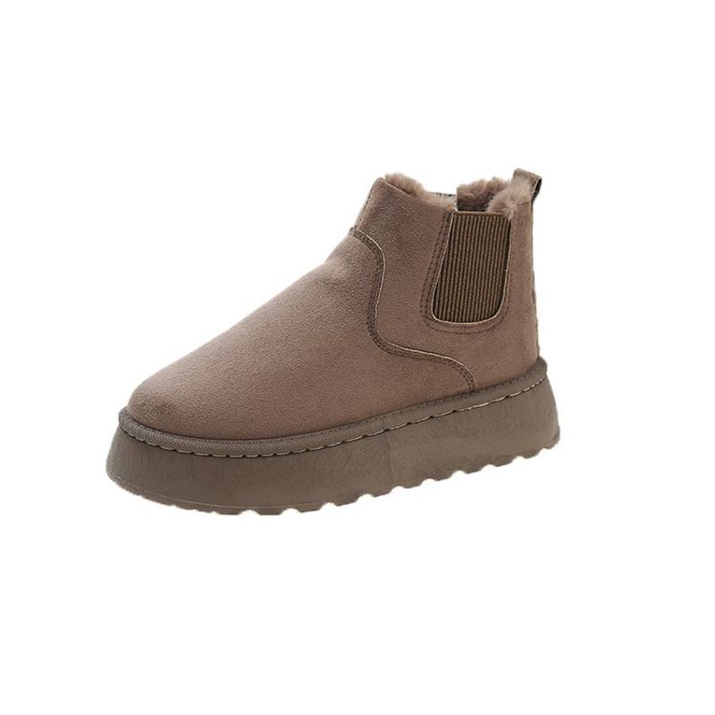 TIOZONEY - Botas de nieve cortas de felpa para mujer