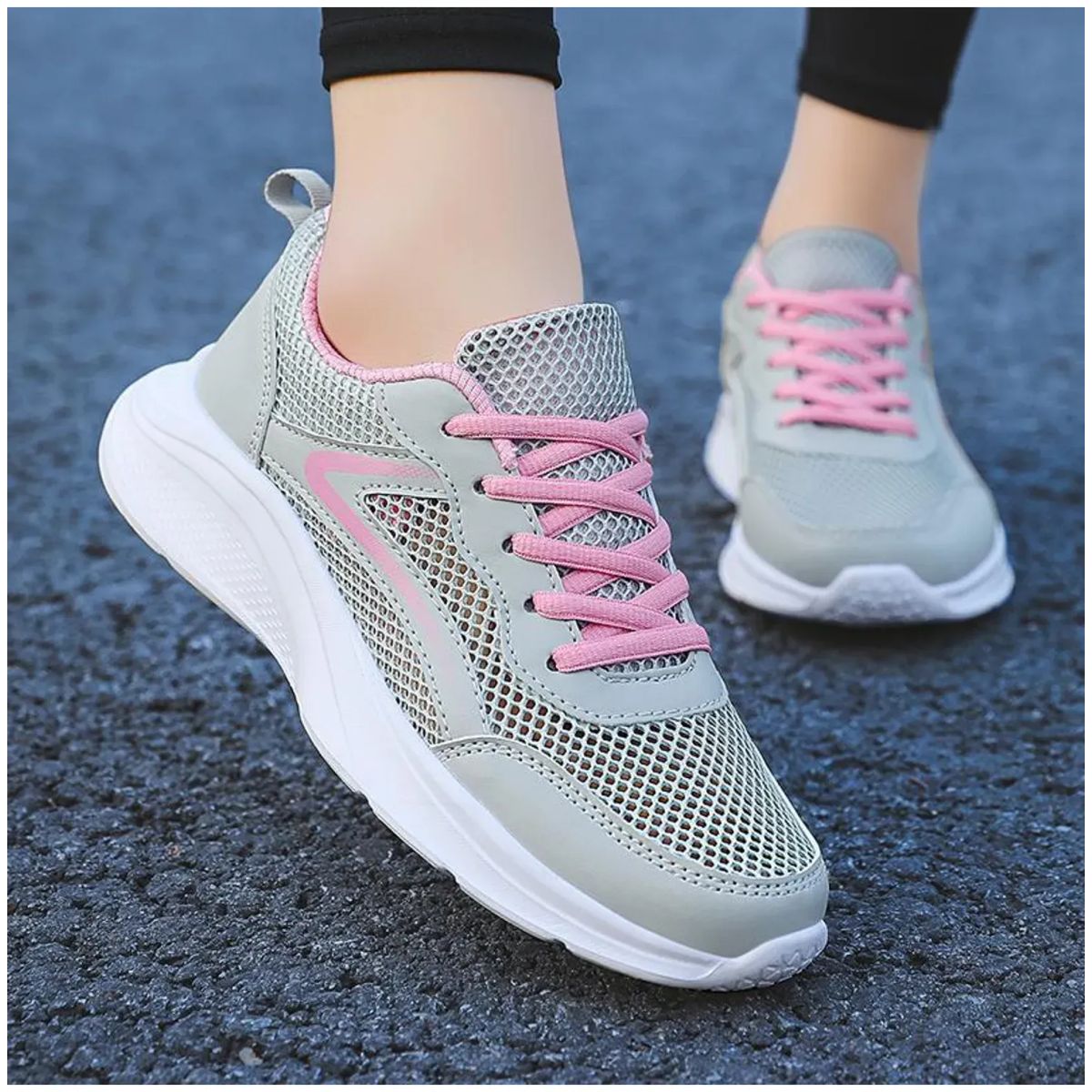 TIOZONEY - Zapatillas casuales para Mujer - Gris