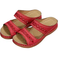 TIOZONEY - Sandalia Mujer -Rojo.