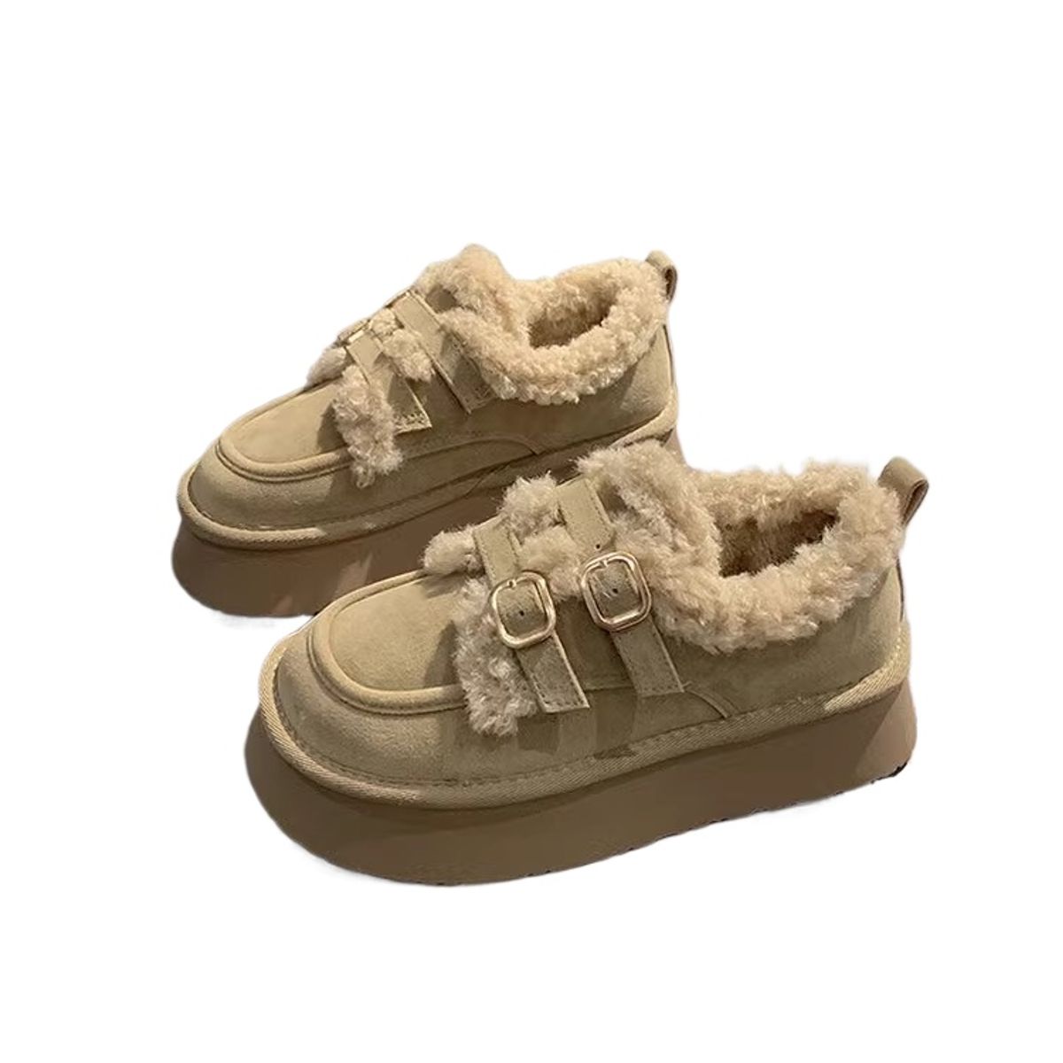 TIOZONEY - Botas de nieve cortas de felpa para mujer