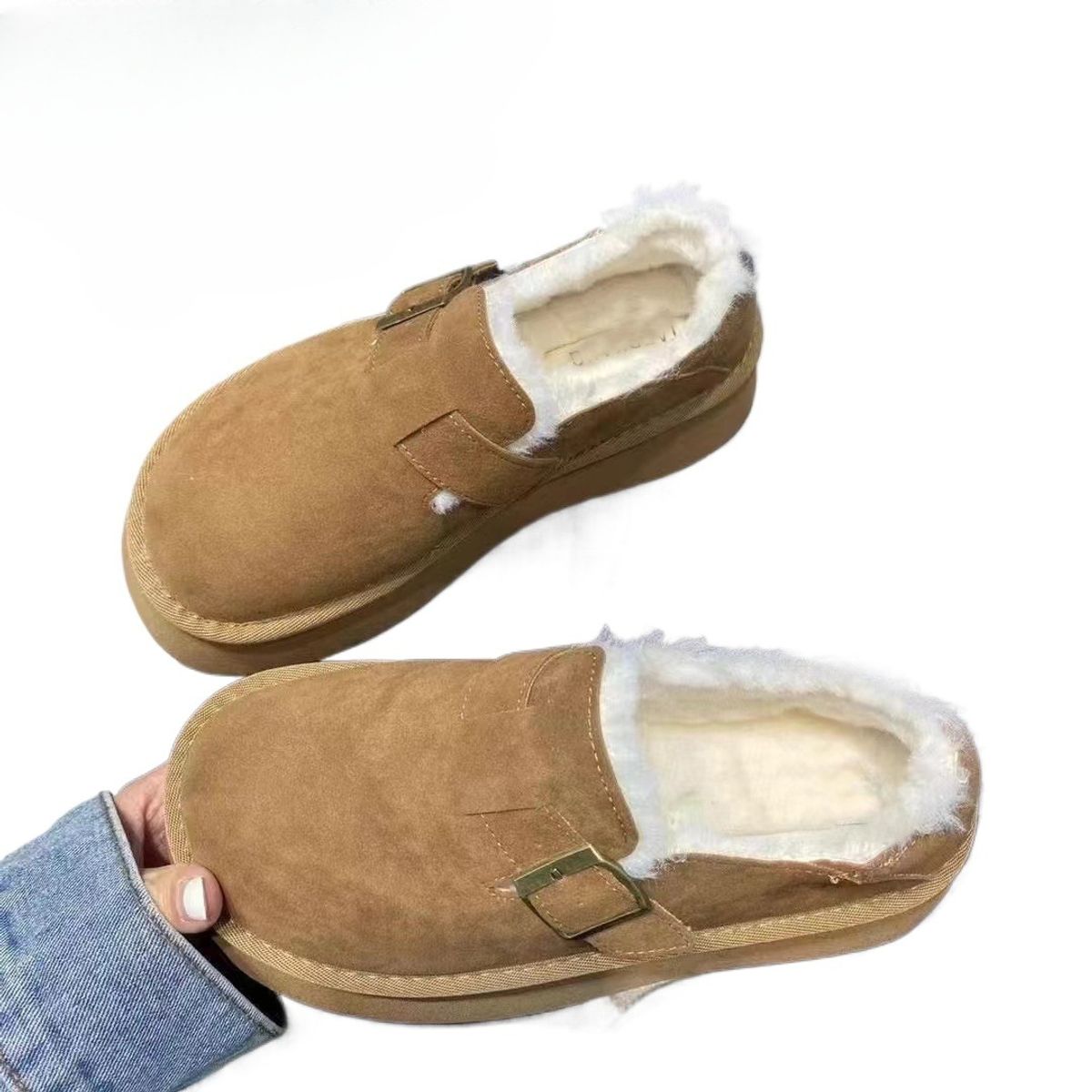 TIOZONEY - Botas de nieve cortas de felpa para mujer