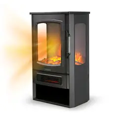 THORBEN - Chimenea Electrica 2 Potencias 2000W Thor FirePlace 3D Plus Negro