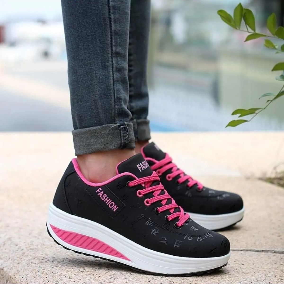 TIOZONEY - Zapatillas casuales para Mujer - Rosa.