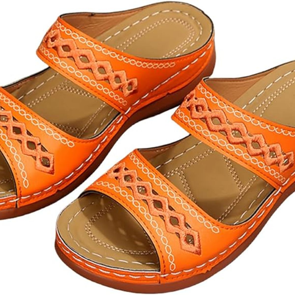 TIOZONEY - Sandalia Mujer -Naranja