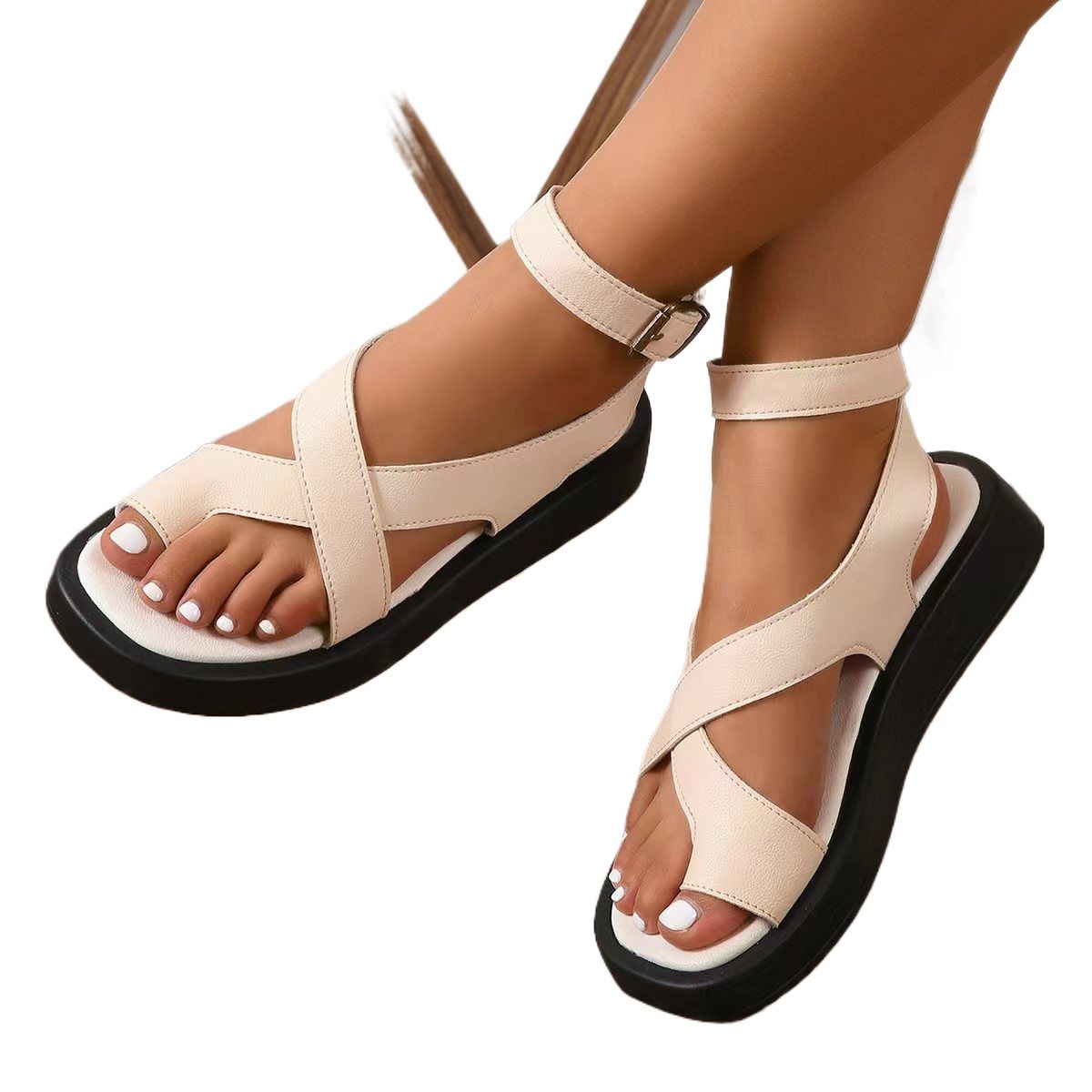 TIOZONEY - Sandalia Mujer -Beige