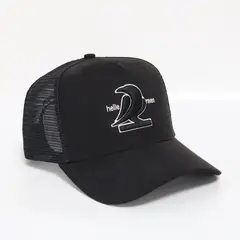 HELLE RAVEN HR - Gorro snapback marca curvo de gamuza negro cuervo