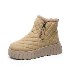 TIOZONEY - Botas de nieve cortas de felpa para mujer