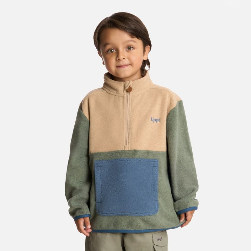 LIPPI - Polar Niño Forest 14 Zip Sweatshirt Jade Oscuro Lippi