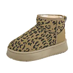 TIOZONEY - Botas de nieve cortas de felpa para mujer