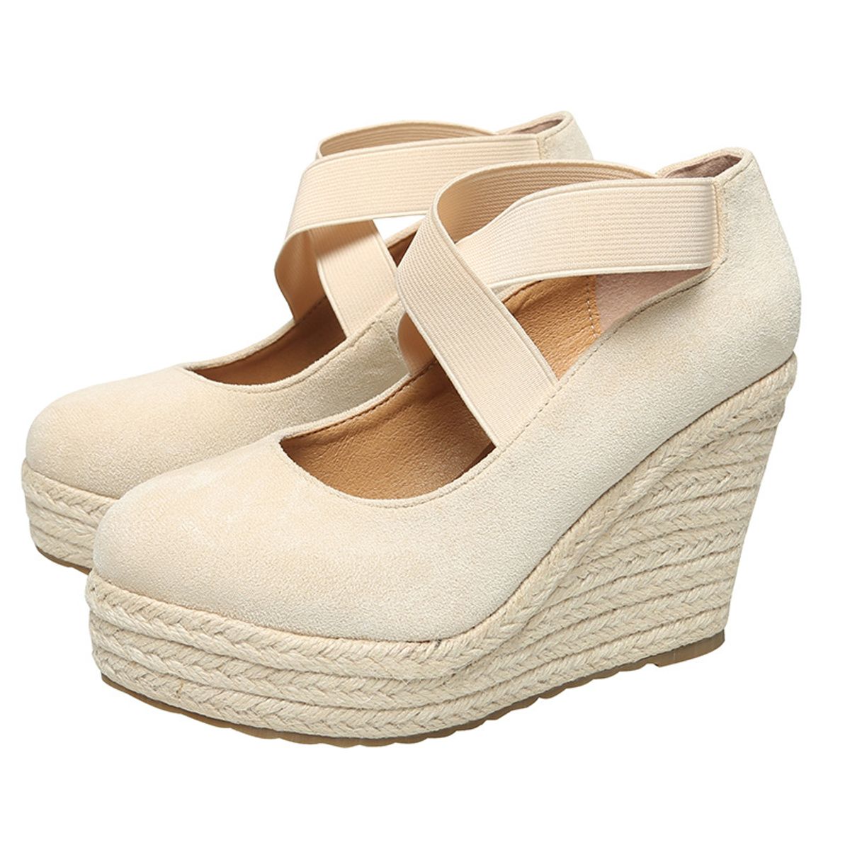 TIOZONEY - Zapatos de tacón beige para mujer