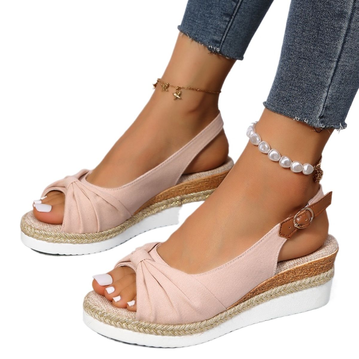 TIOZONEY - Sandalia Mujer -Rosa.