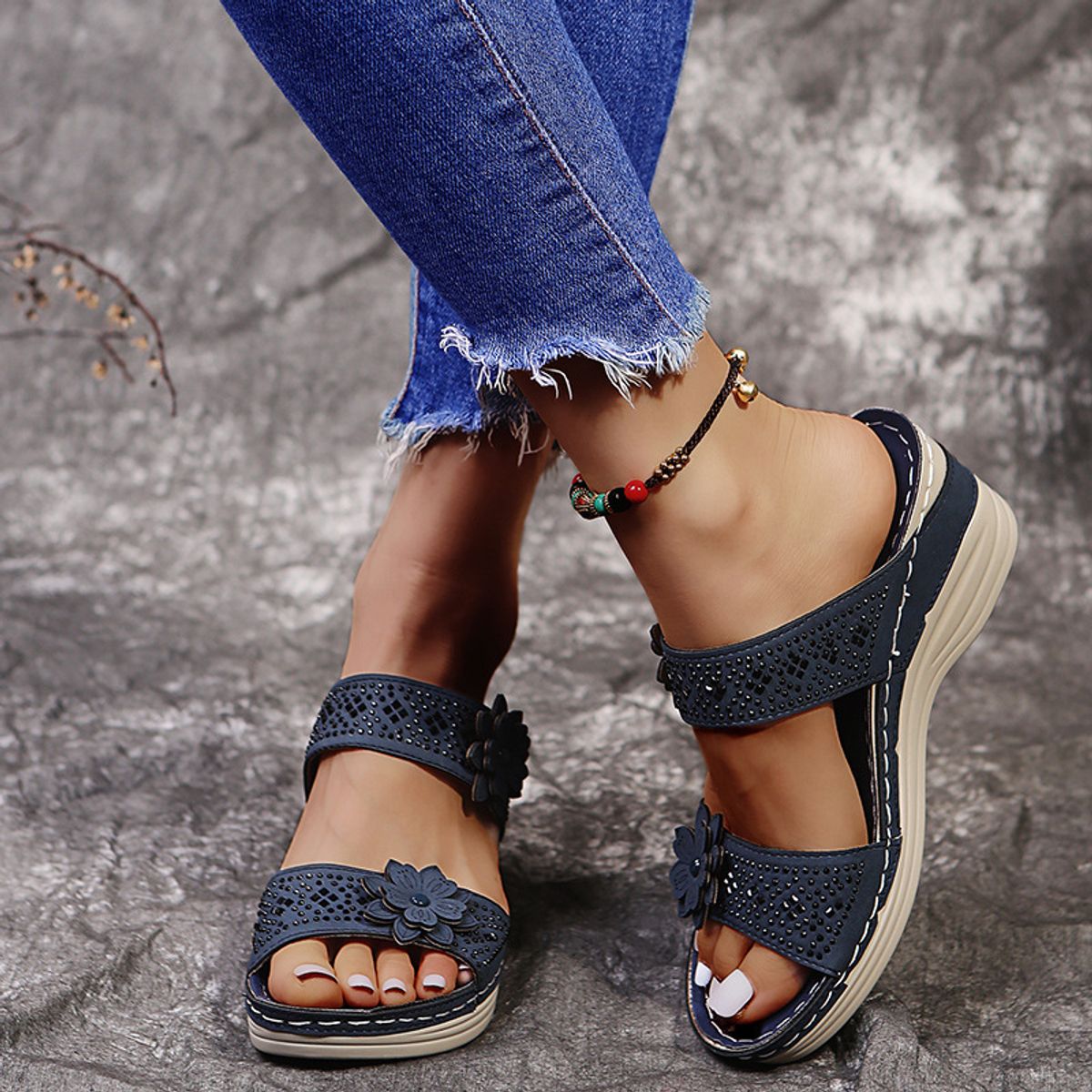 TIOZONEY - Sandalia Mujer -Azul