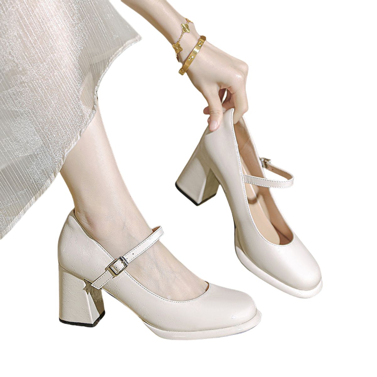 TIOZONEY - Zapatos de tacón con hebilla para mujer