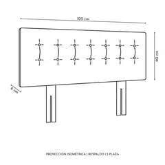 BODEVIR - Respaldo Botone PU 1.5 Plaza Chocolate