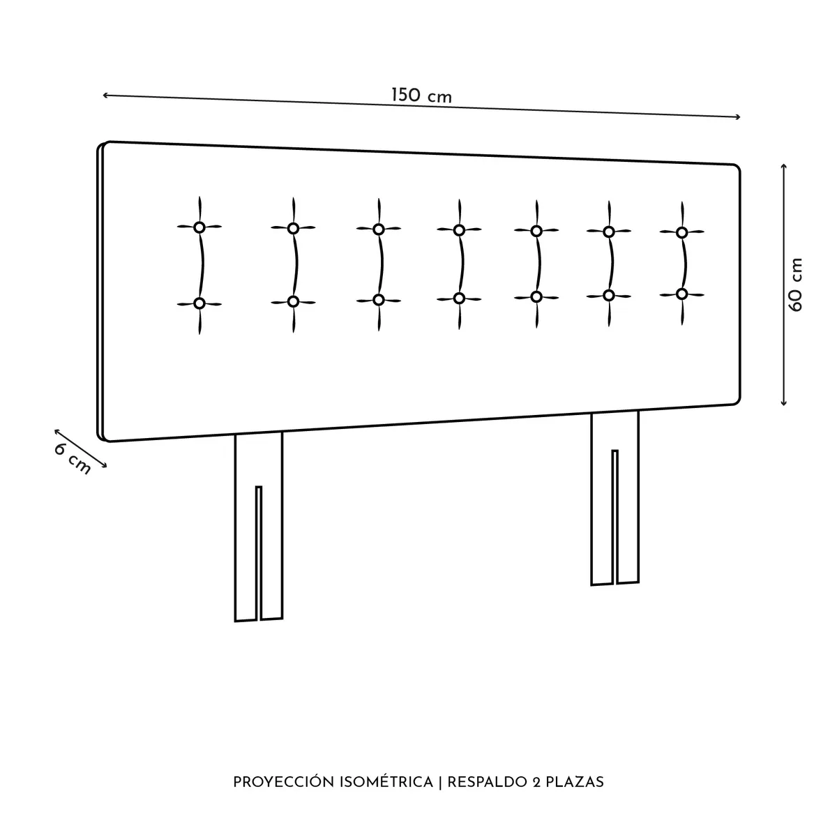 BODEVIR - Respaldo Botone PU 2 Plazas Blanco