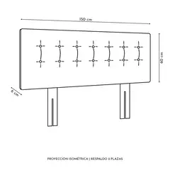 BODEVIR - Respaldo Botone PU 2 Plazas Rojo