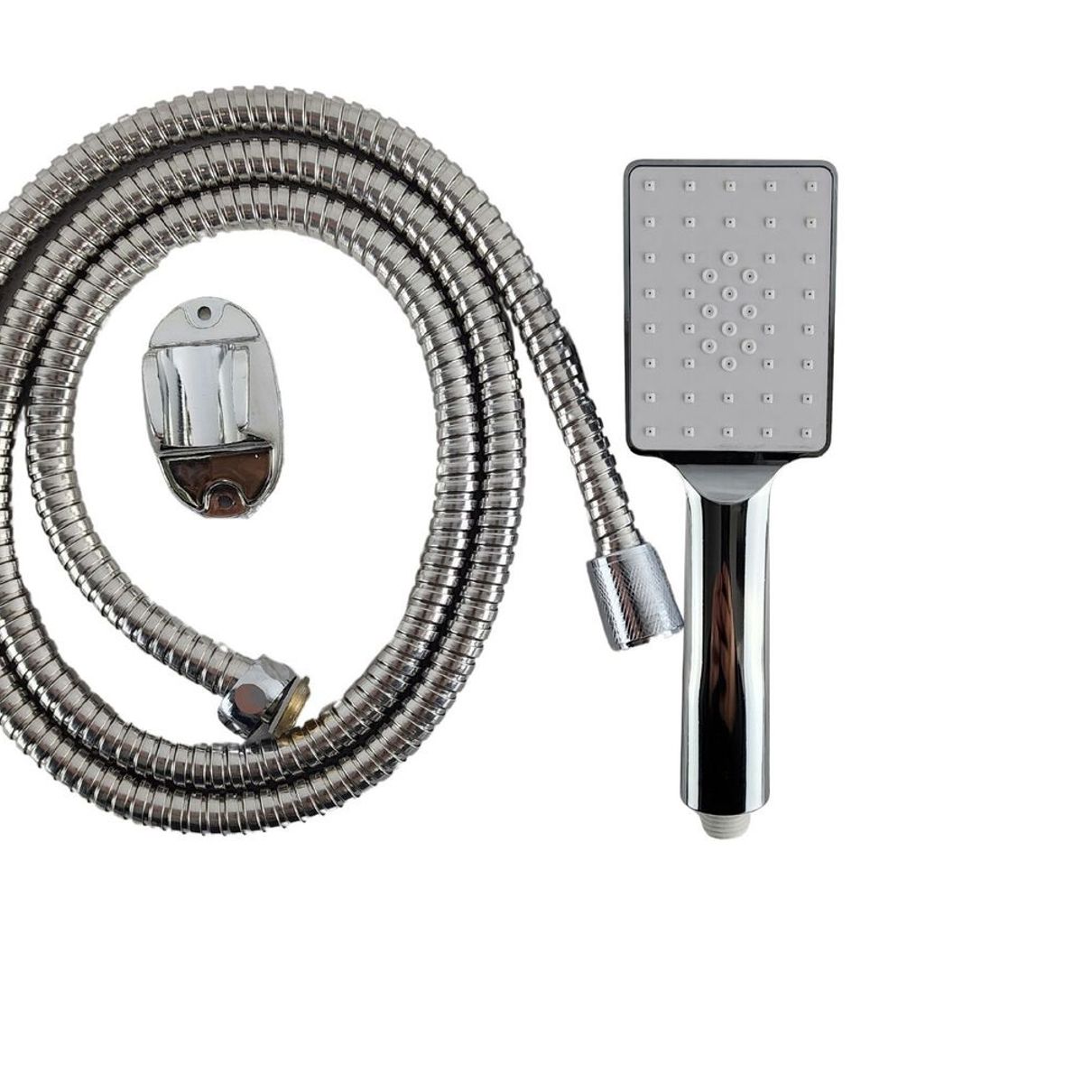 GENERICO - Kit De Ducha Teléfono Manguera Flexible Cromado Rectangular
