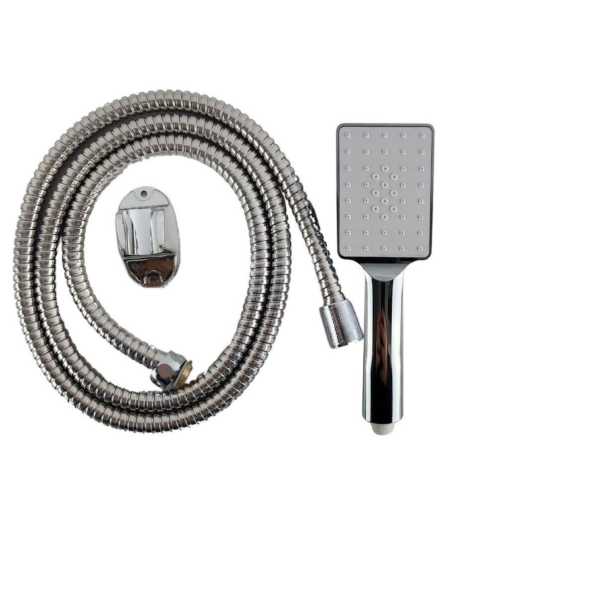 GENERICO - Kit De Ducha Teléfono Manguera Flexible Cromado Rectangular