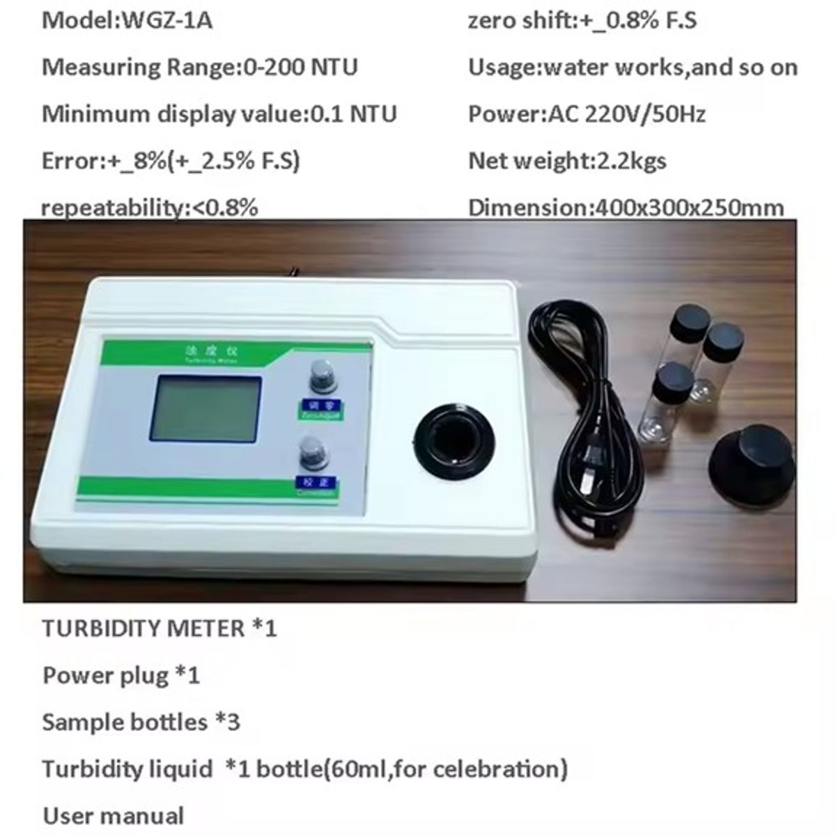 GENERICO - Turbidimetro digital 0-200 NTU