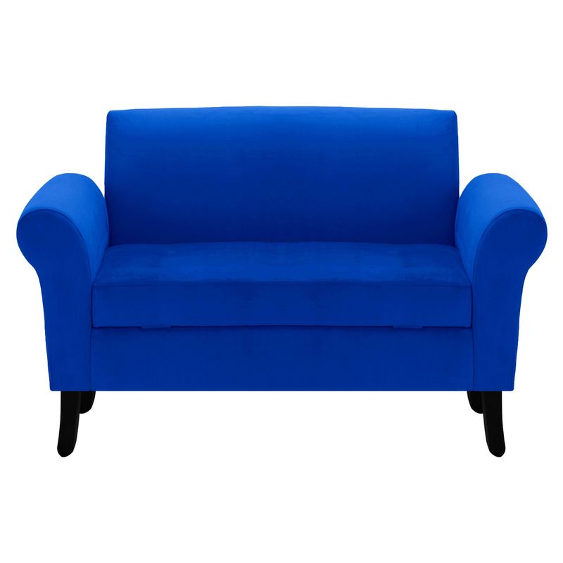 BODEVIR - Banqueta Baul+Respaldo Lua 2C Felpa 20 Azul Rey