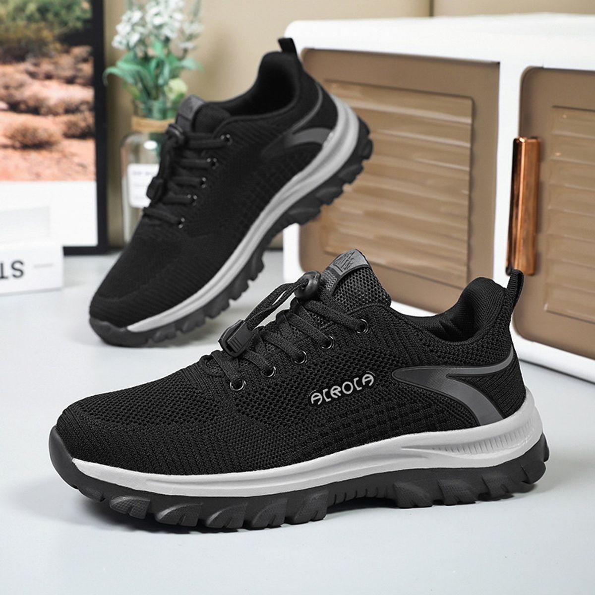 TIOZONEY - Zapatilla Deportiva Outdoor Hombre - Negro