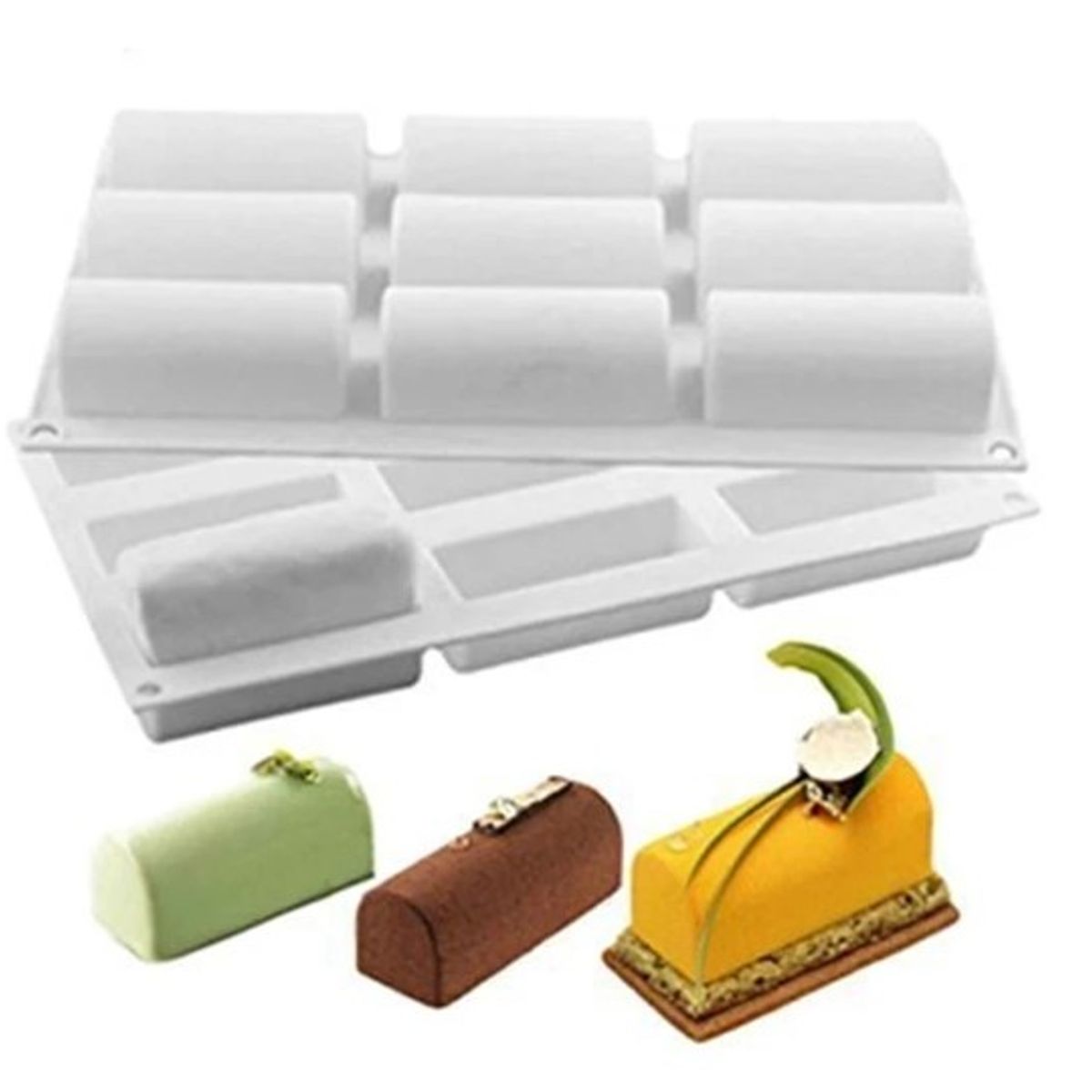 GENERICO - Molde Silicona 9 Cilindros, Twinkie Biscocho Galletas Champaña Hielo