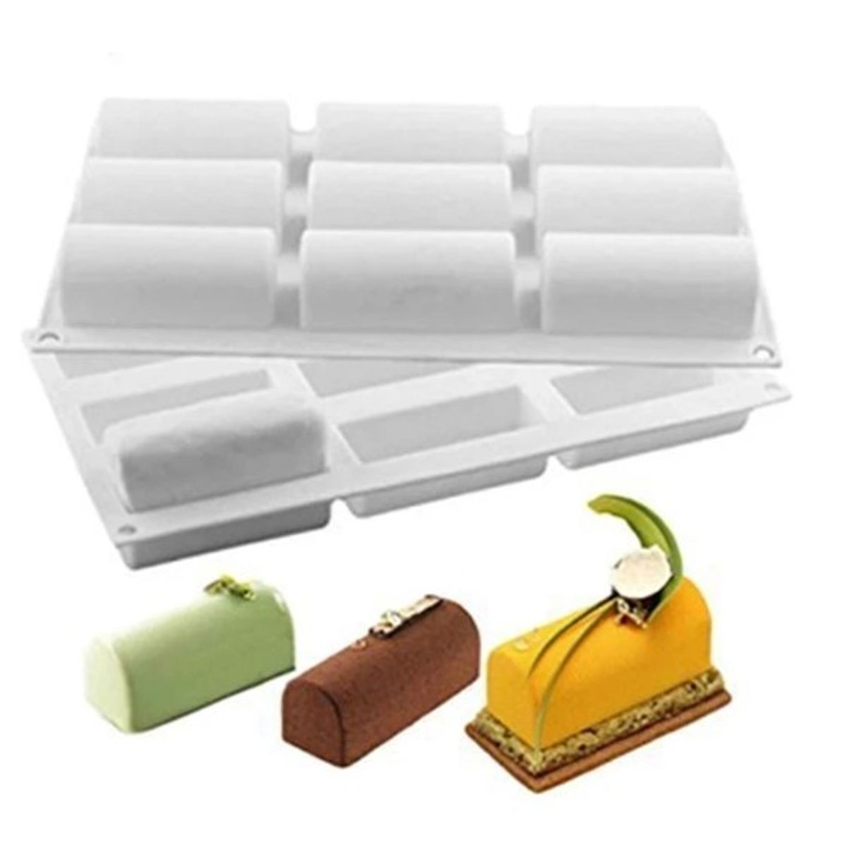 GENERICO - Molde Silicona 9 Cilindros, Twinkie Biscocho Galletas Champaña Hielo