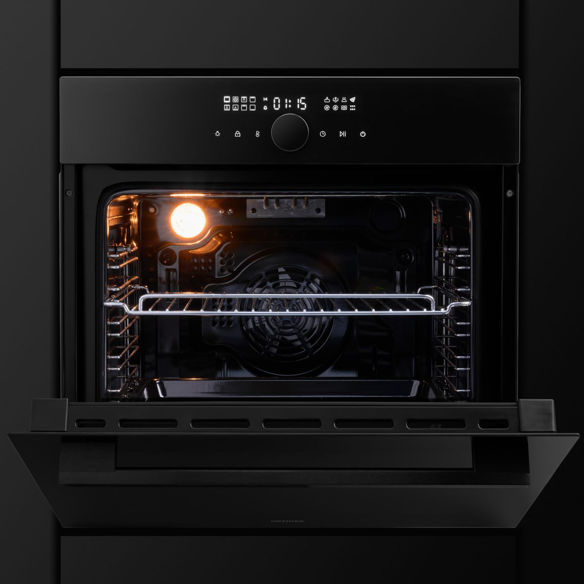 GRONER - Horno Eléctrico Empotrable Gröner Air Fry Black Matte 16F 76L