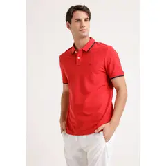 PERRY ELLIS - Polera Hombre Polo Lisa Rojo