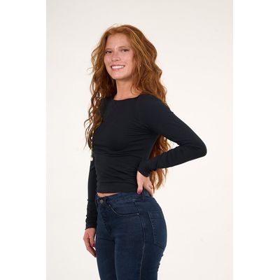 Imagen 2 del producto Polera manga larga recogido lateral VW1770 Negro