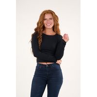 Polera manga larga recogido lateral VW1770 Negro