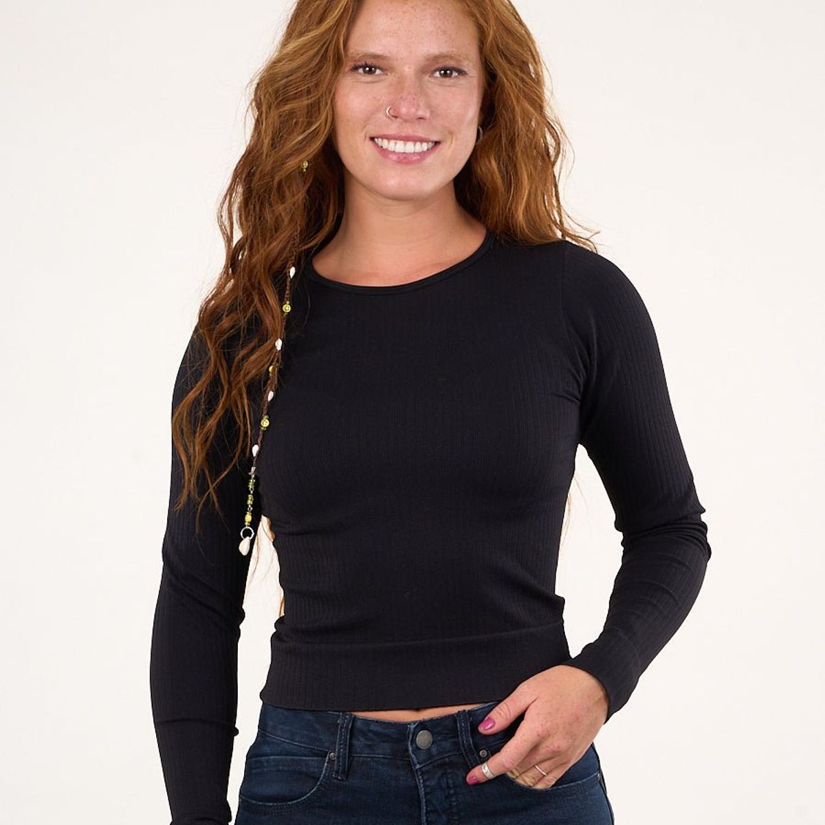 POLEMIC - Top elasticado manga larga Negro VW1771 Polemic