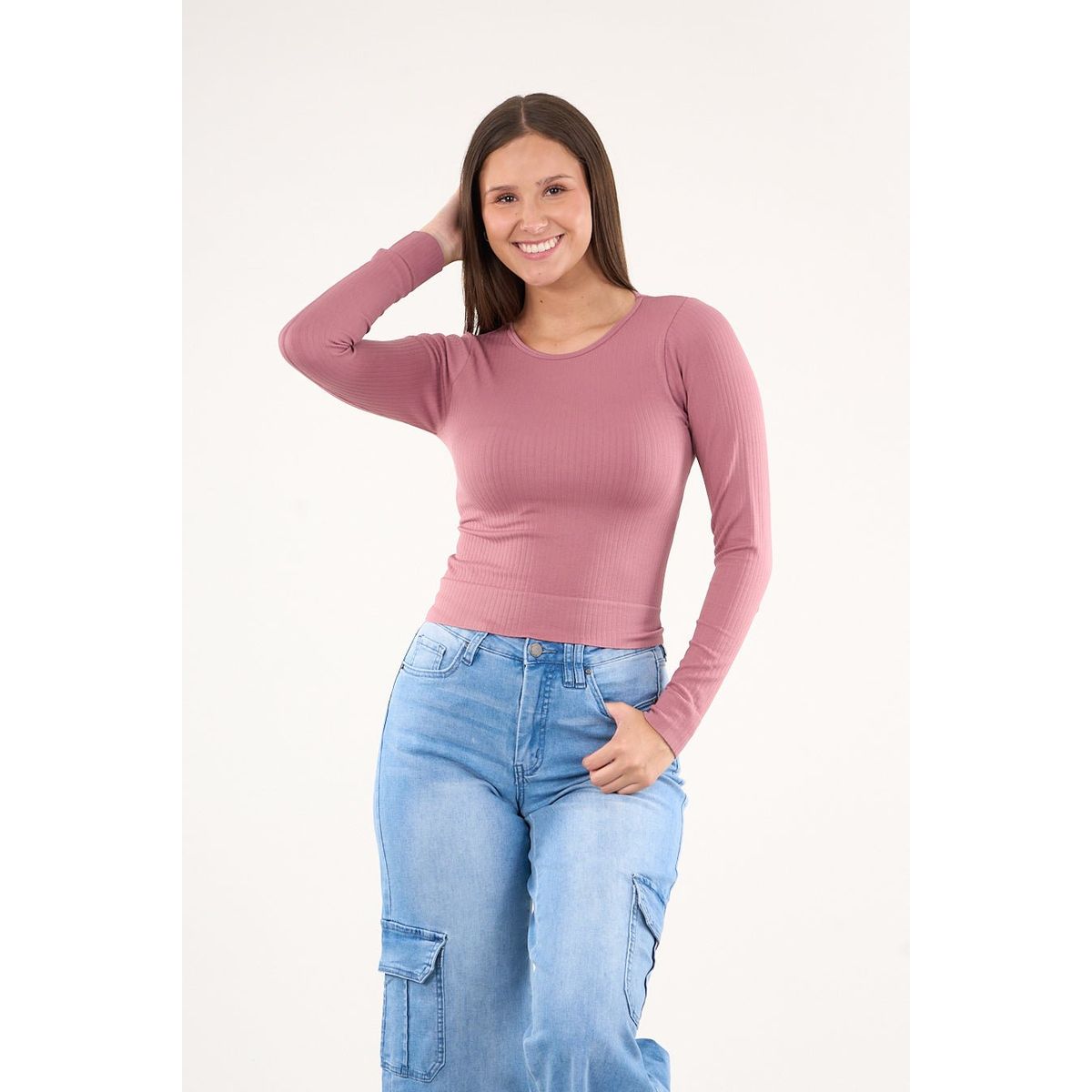 POLEMIC - Top elasticado manga larga Rosa VW1771 Polemic